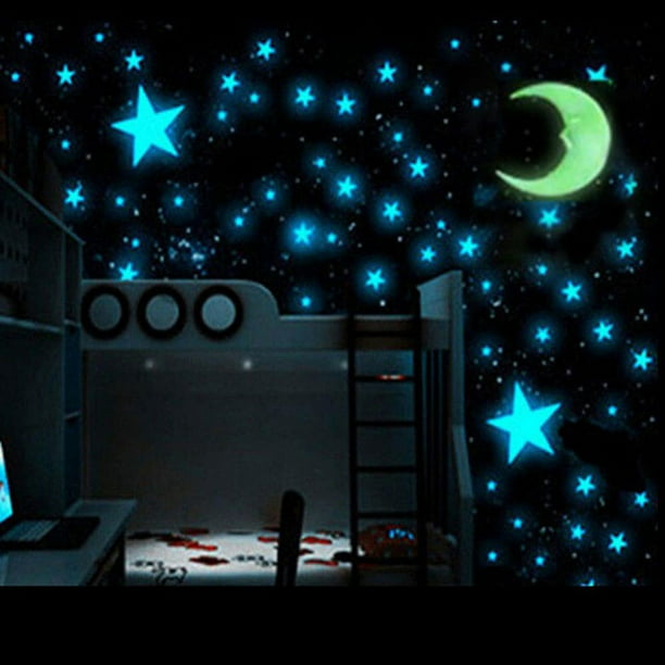 Details about   103pcs Kids Ceiling Wall Stickers Bedroom Glow in the Dark Stars Home Decoration
